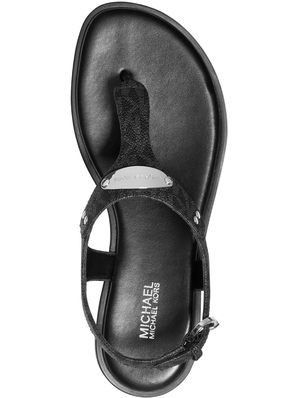Mk plate flat thong sandals black sale