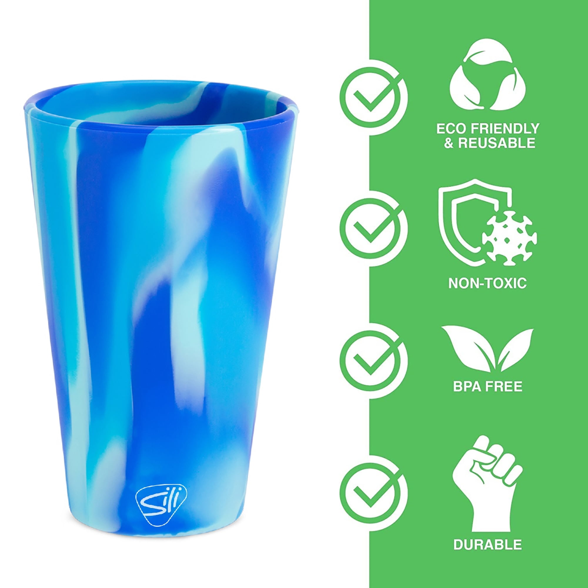Silipint: Silicone Pint Glasses: 6 Pack Arctic Sky - 16oz Unbreakable Cups, Flexible, Hot/Cold, Non-Slip Easy Grip