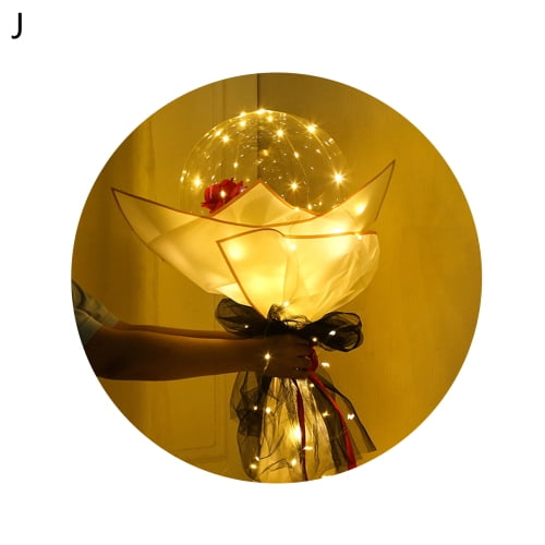 1 Set Bobo Balloon Glowing Decorative Nice-looking Add Romantic Touch LED  Flower Balloon for Valentine's Day Brown Plast 