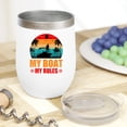 thumbnail image 2 of Retro My Boat, My Rules, Boat Owner or Fisherman Themed, White 12oz Wine Tumbler, 2 of 5
