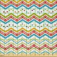 thumbnail image 2 of Ambesonne Geometric Fabric by the Yard Microfiber, Pastel Zigzags Dots Lines, 3 Yards, Pale Orange Sky Blue, 2 of 2