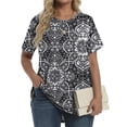thumbnail image 3 of Fantaslook Plus Size Womens Tunic Tops Short Sleeve Casual Floral Shirts Swing Flare Dressy Blouses, 3 of 8