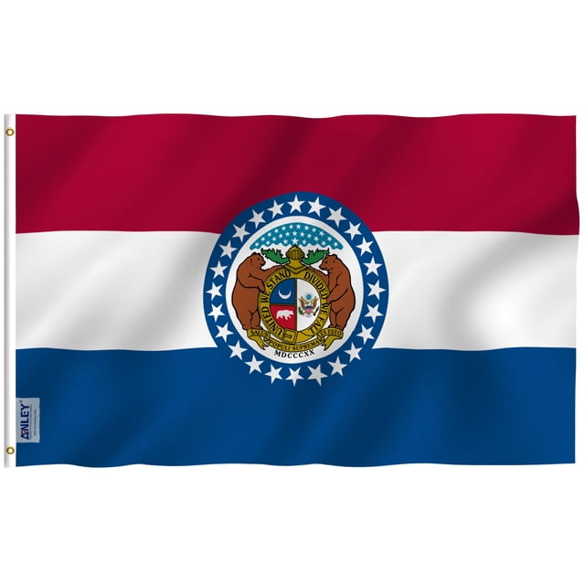 ANLEY Fly Breeze 90 x 150 cm Bandera Estado Missouri - Colores Vivos y Resistentes a Rayos UVA - Bordes Reforzados con Lona y Doble Costura - Missouri MO Banderas