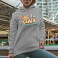 thumbnail image 2 of Distressed God Is Good All the Time - Retro Wavy Text Art Merch Gift, Heather Grey Hooded Sweatshirt or Hoodie, Large, 2 of 5