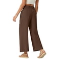 thumbnail image 4 of Lenpel Casual Pants for Women Elastic High Waisted Pull on Pleated Wide Leg Pants Baggy Casual Trousers with Pockets, 4 of 7