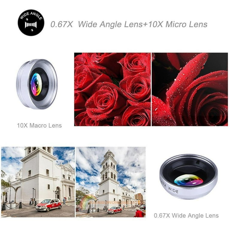 3-In-1 Clip on Cell Phone Camera Lens, 180 Degree Fisheye Lens