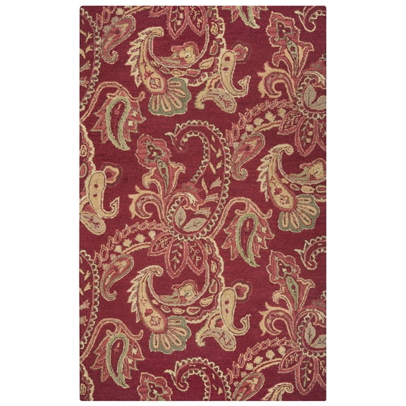 Gatney Rugs Vert Area Rug AL2651 Burgandy Paisley Leaves 2' 6" x 8' Rectangle