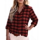 thumbnail image 1 of HongQid Womens Flannel Shirts Plaid Button Down Shirt Casual Hoodie Long Sleeve Outwear Warm Fall Hooded Blouses, 1 of 5