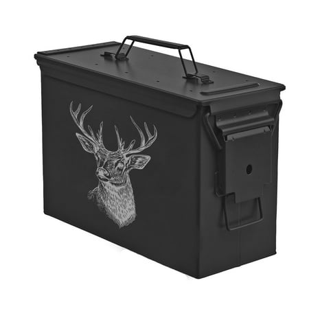 Steel Ammo Can Storage Box Ammunition Case Deer (30cal Black)