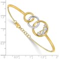 thumbnail image 5 of Solid Gold 14k Two-tone Polished Diamond Trple Circle Bar 7in w/.5 ext Bracelet - 7" Natural Diamonds, 5 of 7