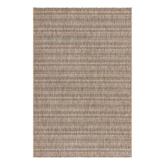 Unique Loom Outdoor Striped Collection Area Rug - Maia (5' 3" x 8' Rectangle Natural/Black)