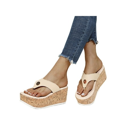 

Lacyhop Woman s Lightweight Platform Flip Flop Wedge Sandals High Heel Arch Support Walking Thong Slippers