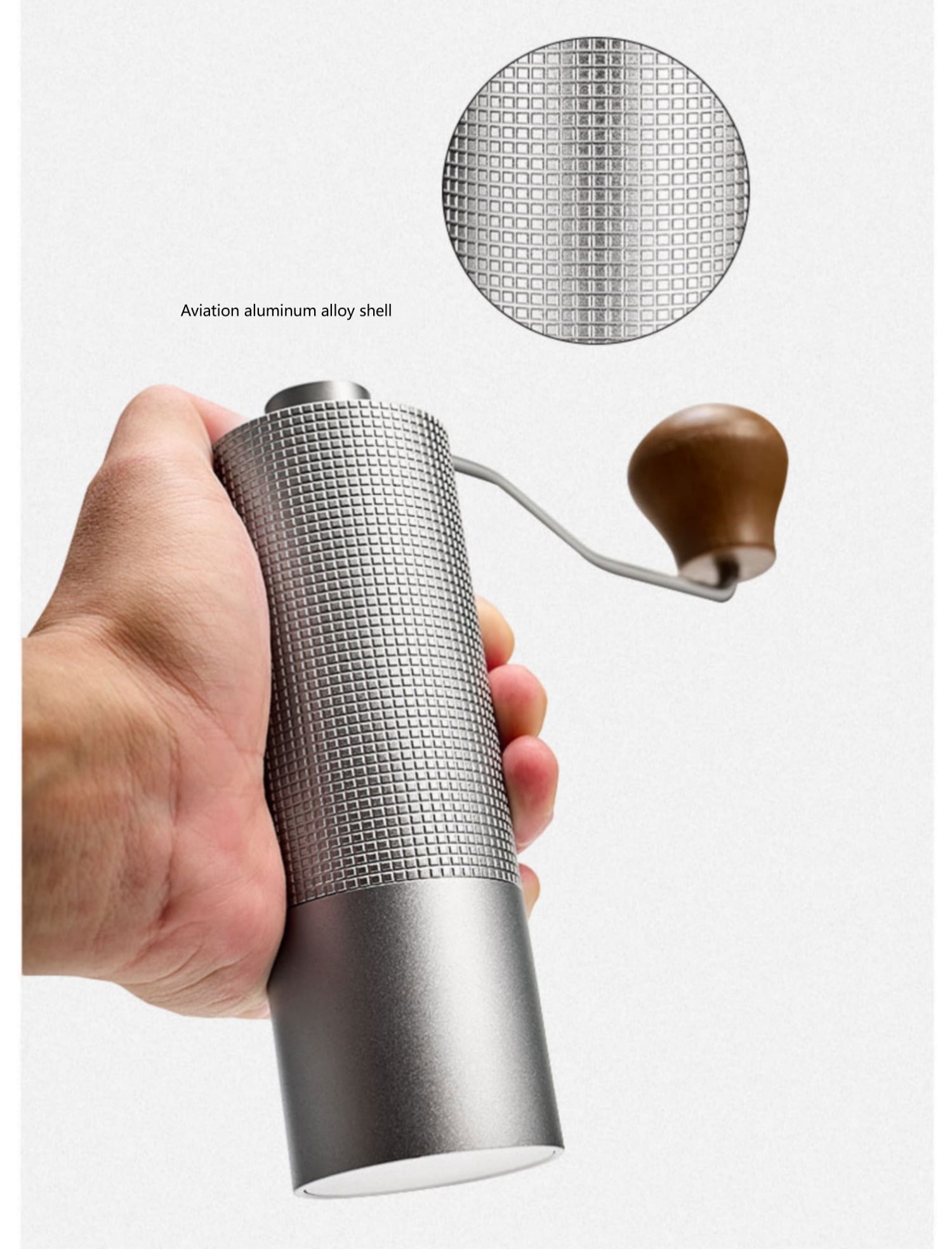 Manual Coffee Grinder, Adjustable Coarseness Portable Grinder with Stainless Steel Burrs, Stainless Steel Handle Grinder for Aero Press, Espresso, French Press, Turkish Brewing