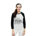 thumbnail image 2 of Thread Tank Eat Sleep Take Kids To Sports Repeat Unisex 3/4 Sleeves Baseball Raglan White Black Medium, 2 of 4