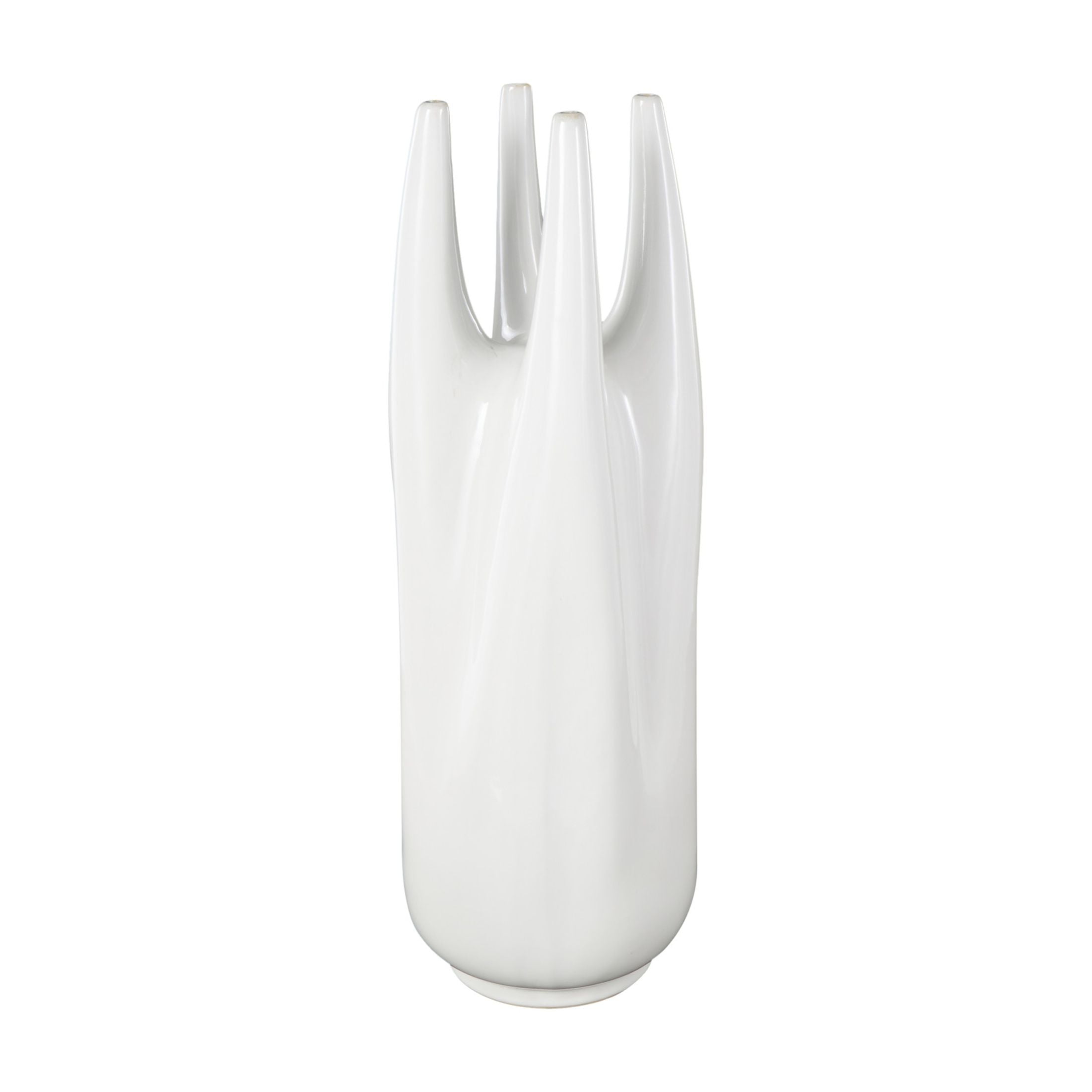 DecMode 22" Abstract White Ceramic Vase with Multiple Openings
