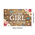 thumbnail image 3 of Wooden Background Sweet Little Girl Banner with Floral Butterflies and Hearts for Baby Shower Party Decorations Photography Props Newborn Welcome Party Backdrop, 3 of 7