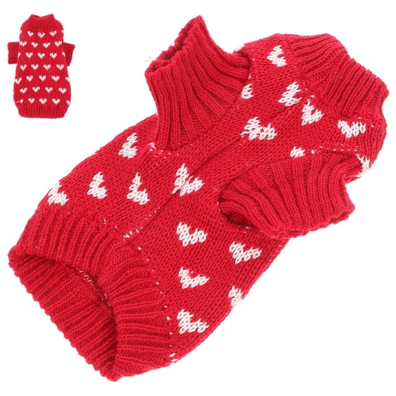 Tineasur Valentines Day Sweater Durable Round Collar Winter Pet Vest