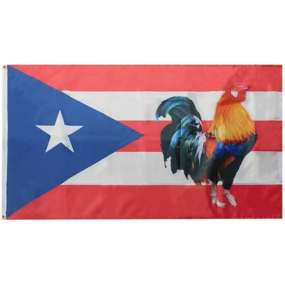 3x5 Puerto Rico Rooster 100D Woven Poly Nylon 3'x5' Flag Banner
