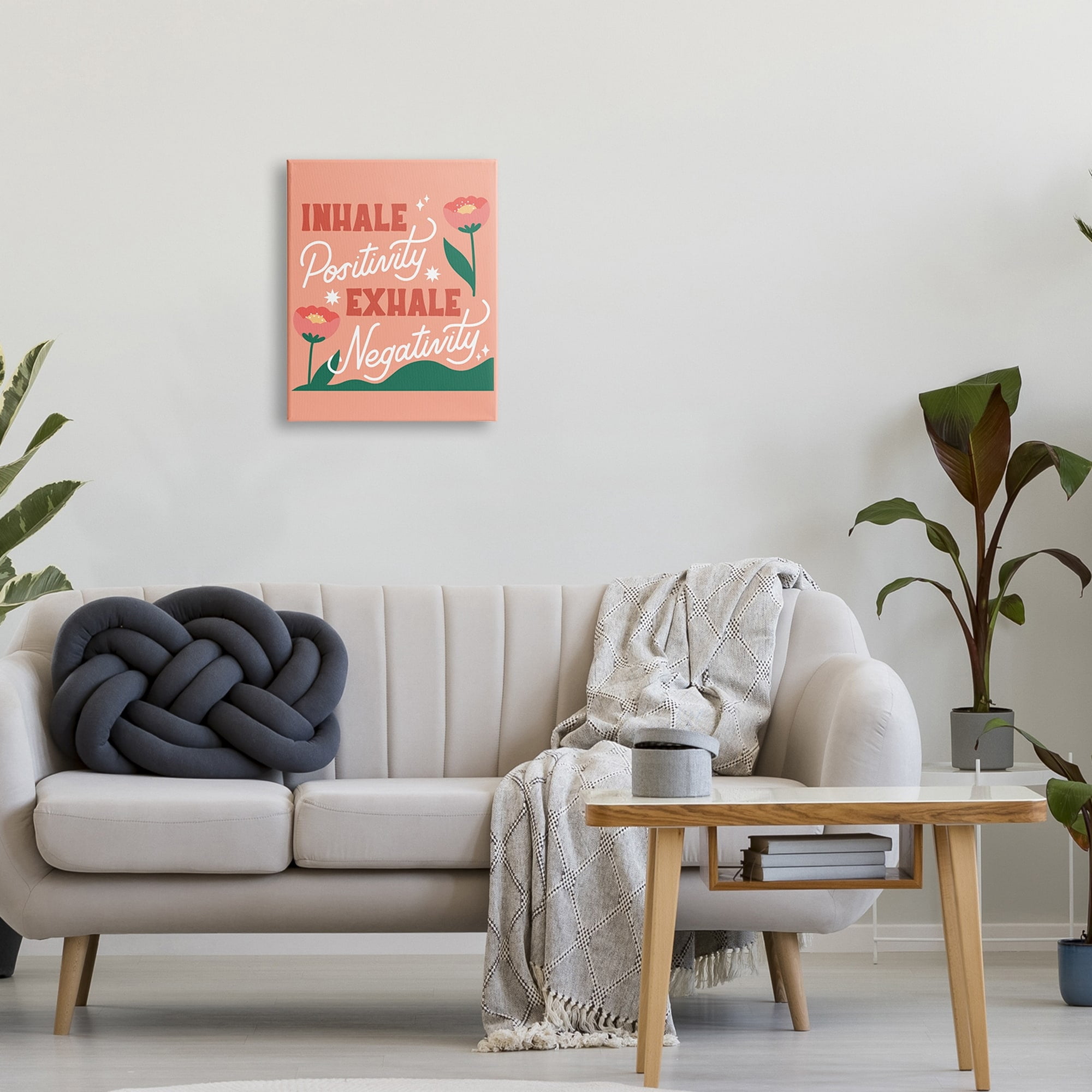 Stupell Industries Inhale Positivity Exhale Negativity Floral Motivational Sign,16 x 20, Design by Hey Bre! Creative Studio