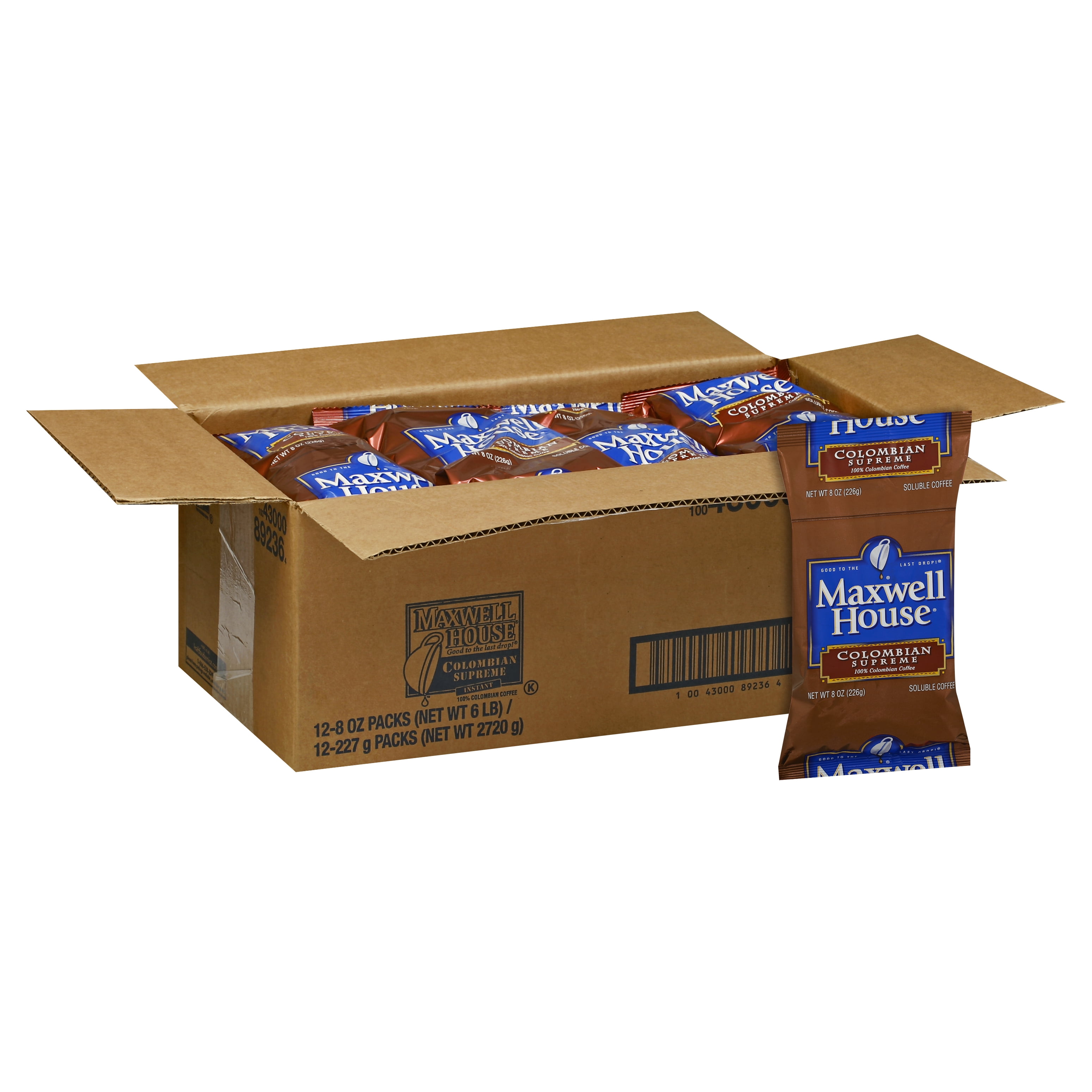 Maxwell House 100 Colombian Instant Coffee, 8 oz. Packets (Pack of 12