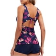 thumbnail image 4 of Bóxer con corte en la espalda y flores multicolor para mujer, traje de baño dividido con tirantes para mujer OAVQHLG3B Store  lin121212, 4 of 4