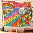 thumbnail image 5 of Dashan Groovy Rainbow Rainbow Tapestry Wall Hanging,Boho Hippy Flowers Tapestry for Bedroom Living Room Dorm,60"Wx50"L, 5 of 6