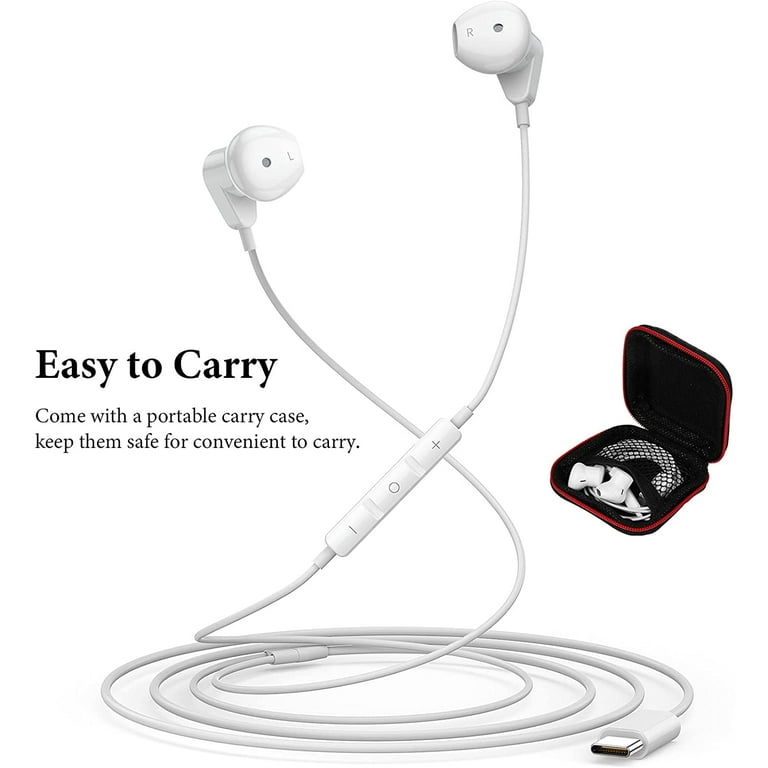 USB C Headphones for iPad Pro iPhone 15 Pro USB Type C Earphones HiFi Stereo USB C Wired Earbuds with Microphone Volume Control for Samsung S23 Ultra S22 S21 Note20 A54 A53 Pixel 7
