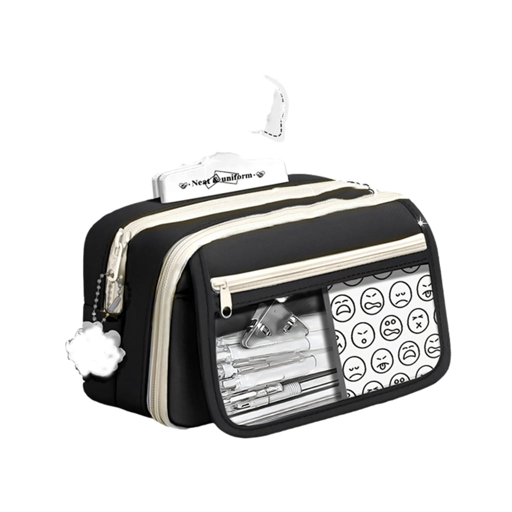 Large Capacity Pencil Case Canvas Multiple Compartments 5 Colors