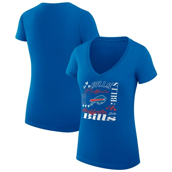 Women's G-III 4Her by Carl Banks Royal Buffalo Bills Super-Slim Fit Lightweight Collage Team V-Neck T-Shirt