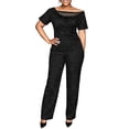 thumbnail image 3 of Ihhxva Women's 2 Piece Outfits off Shoulder Jumpsuit Set Summer Fit Sparkle Wide Leg Glittery Sequin Evening Party Stretchy Flowy Casual S-3XL, 3 of 9