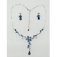 thumbnail image 2 of Faship Gorgeous Dark Blue Rhinestone Crystal Floral Necklace Earrings Set, 2 of 5
