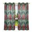 thumbnail image 6 of Yayeee Window Curtains Set of 2 for Living Room Light Filtering 63"x52", Red Christmas Poinsettias, 6 of 7