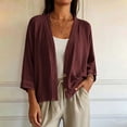 thumbnail image 5 of DIOAZUD Linen Cardigans for Women 3/4 Sleeve Button Down Cardigan Solid Color Lightweight Cover up for Vacation and Beach, 5 of 8