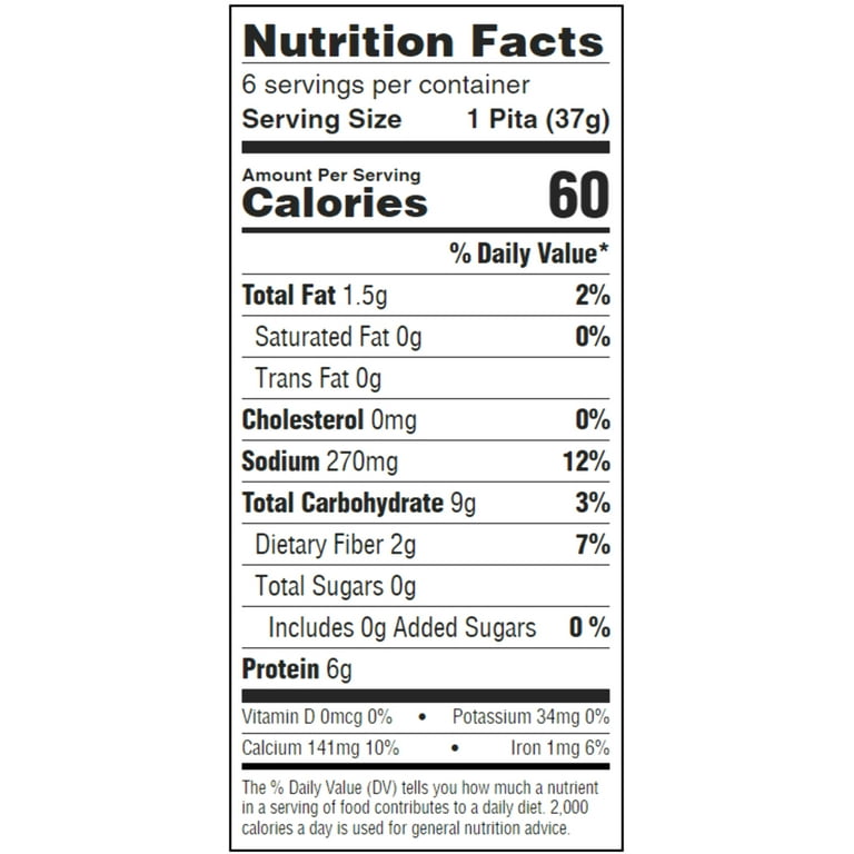 Joseph's Low Carb Flax Pita Bread, Whole Wheat, Vegan, Omega-3, 7g