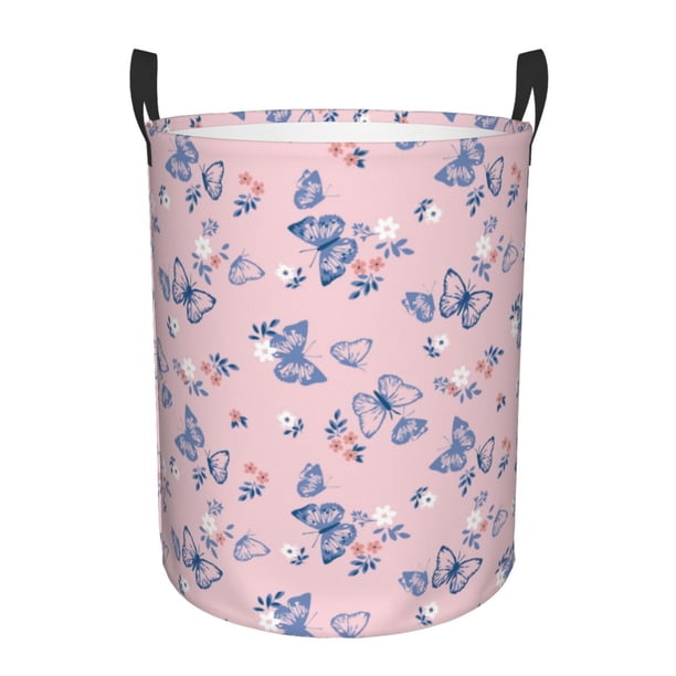 Fotbe Butterfly Cesto de Ropa con Asas, Cesto Impermeable de Gran Capacidad, Bolsa de Lavado para Dormitorio, Cesto de Ropa con Ruedas y Asas-Small