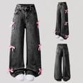 thumbnail image 2 of WMQPNNS Girl's Jeans Elastic High Waist Jeans for Girls 10-12 Wide Leg Baggy Y2K Loose Denim Pants Kids Trousers Streetwear with Zipper and Pockets(Size 10-11 Years, Black), 2 of 8