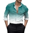 thumbnail image 1 of Camisas Casuales Para Hombre Camisa con botones de solapa en 3D digital degradado informal para hombre (Green, L), 1 of 5