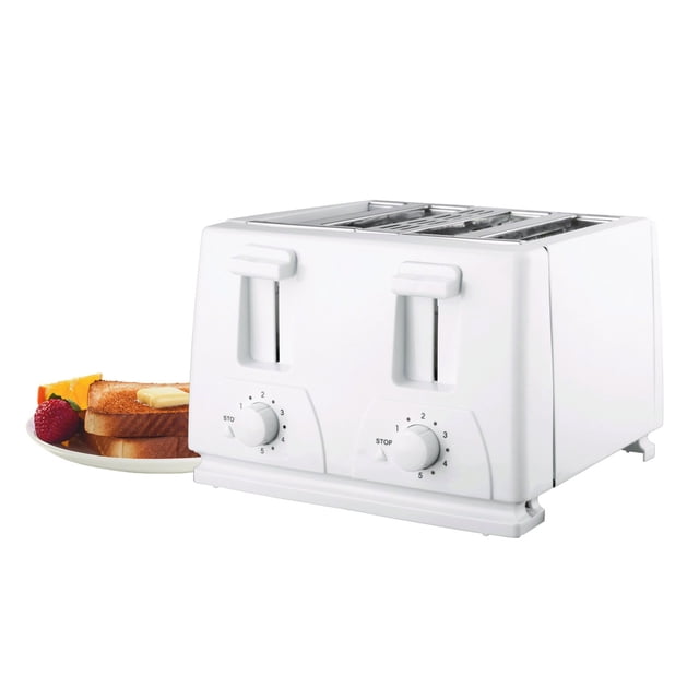 Brentwood Tostadora Cool Touch 4 Rebanadas Blanca