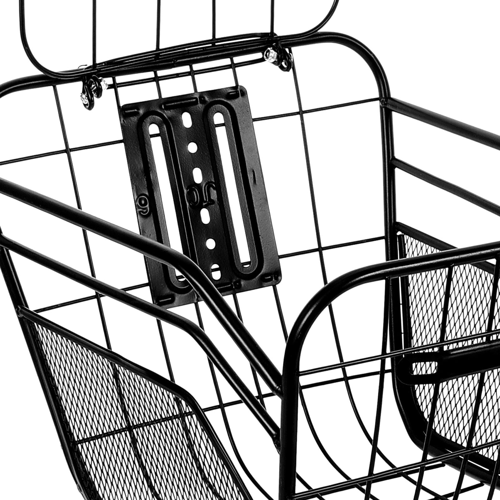 Supvox Sturdy Black Metal Bike Basket Front Handlebar Mount Detachable for Convenient Cycling