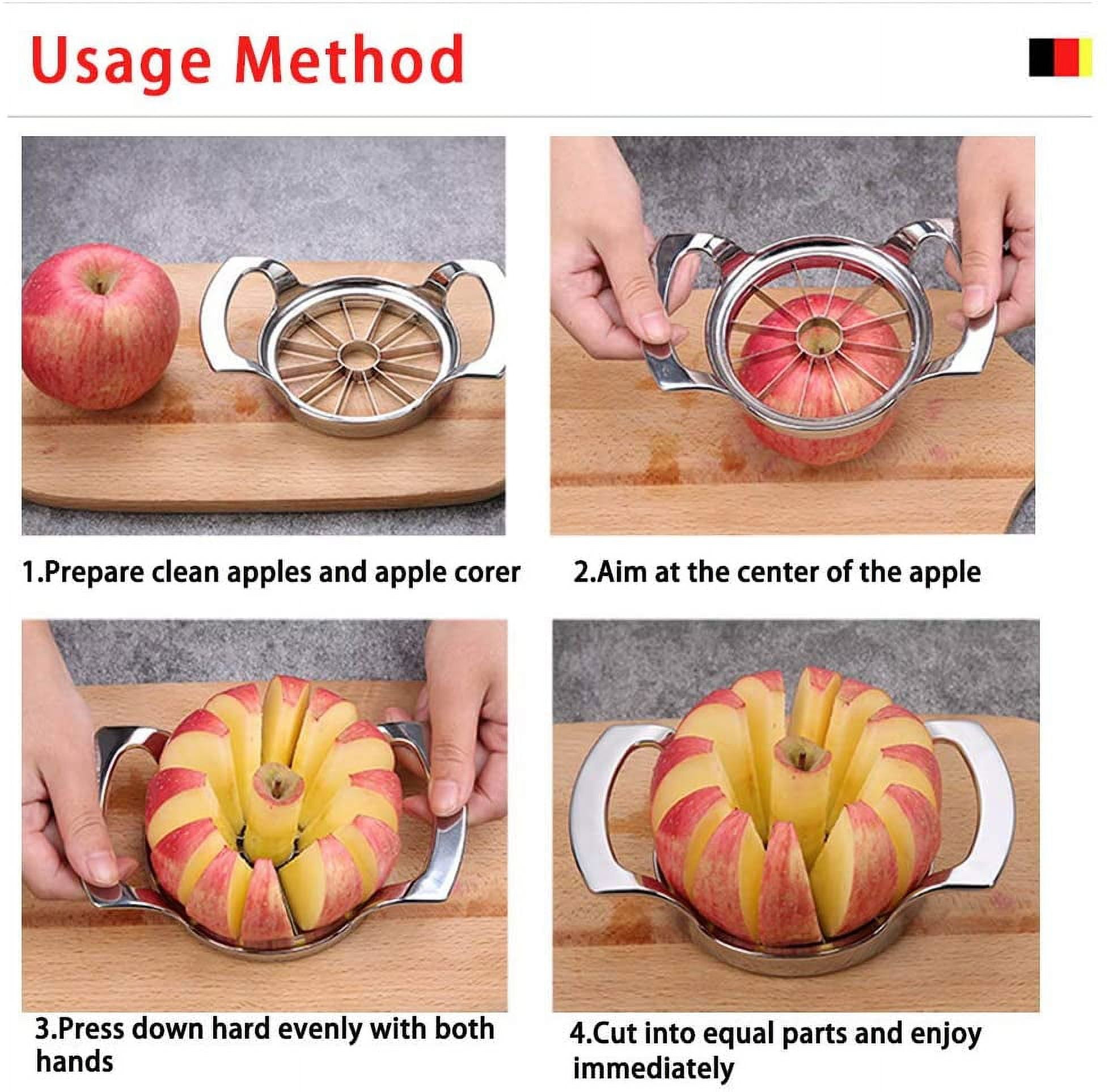 AUBENR 4.3 Inch Extra Large Apple Slicer with 12 Blades - Professional  Heavy Duty Apple Cutter - Stainless Steel Apple Corer Tool - Sharp Apple  Slicer