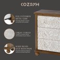 thumbnail image 4 of COZAYH Rustic Farmhouse Dresser with Carved Leaves Pattern and 3 Drawers, White, 4 of 8
