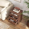 thumbnail image 4 of 3 Drawers Nightstand Beside End Side Accent Table w/Large Storage Space Brown, 4 of 10