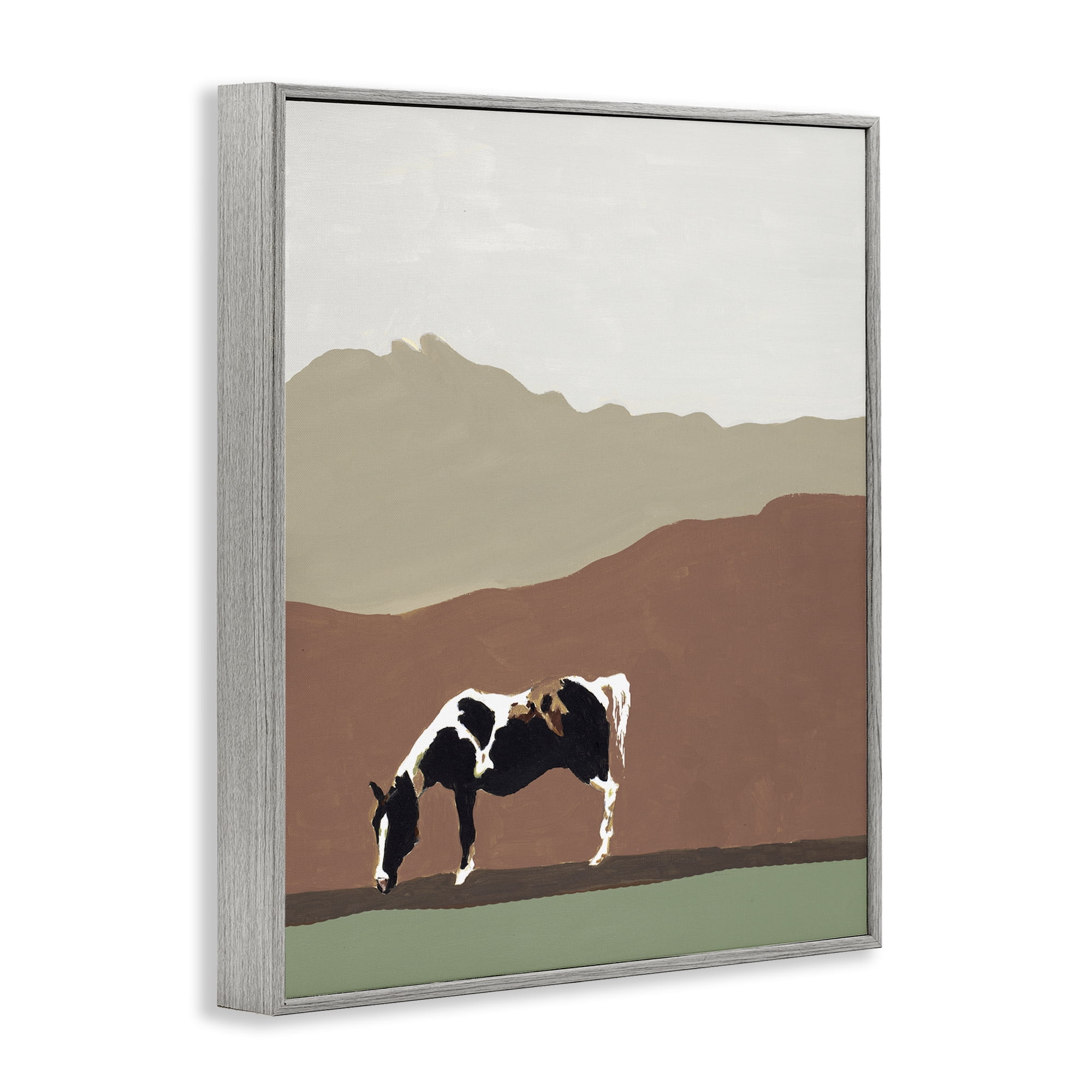 Stupell Industries Modern Mountains Horse Gray Framed Giclee Art, design by Patricia Pinto