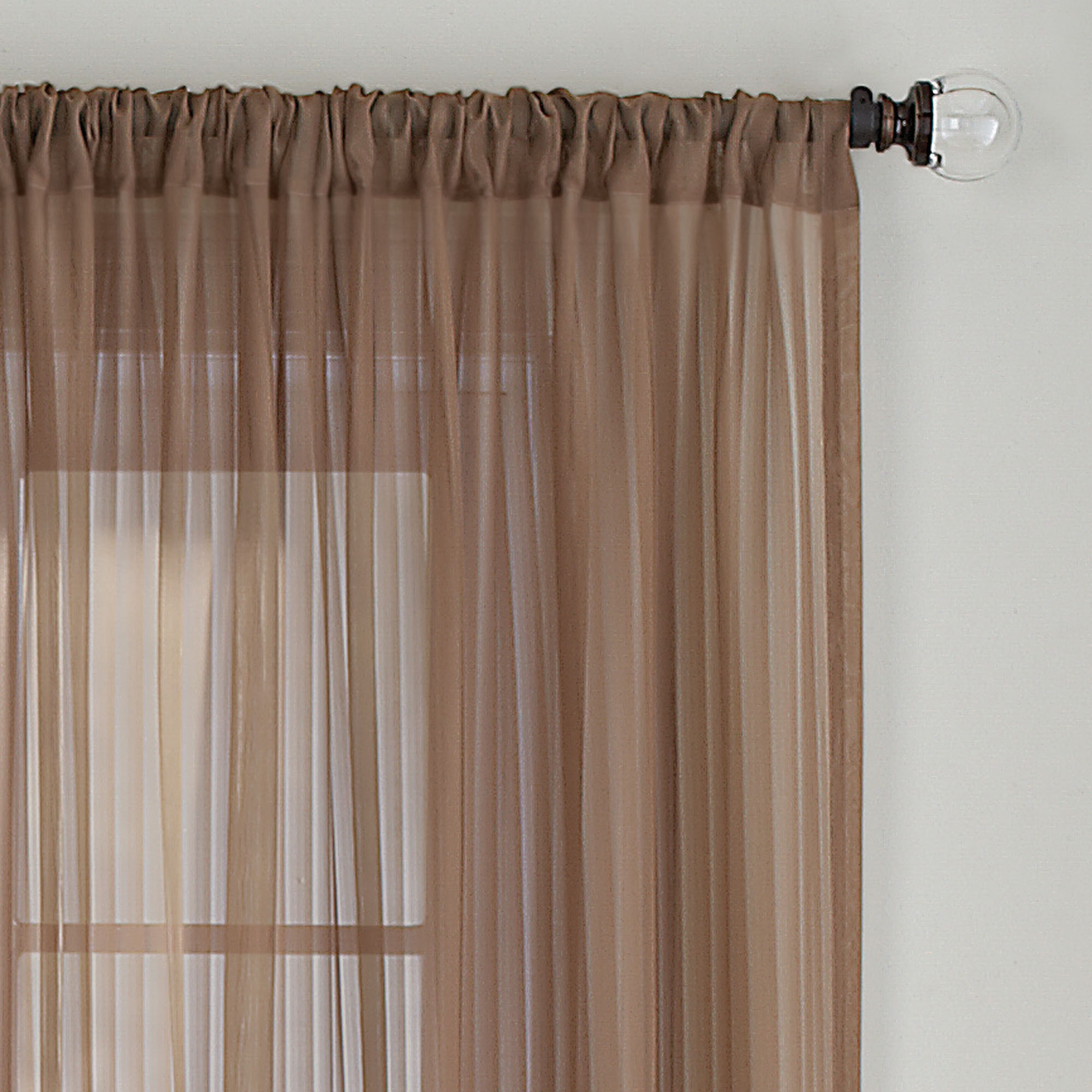 Better Homes & Gardens Vertical Stripe Rod Pocket Sheer Curtain Panel, 52" x 84", Beige/Clay - image 4 of 5