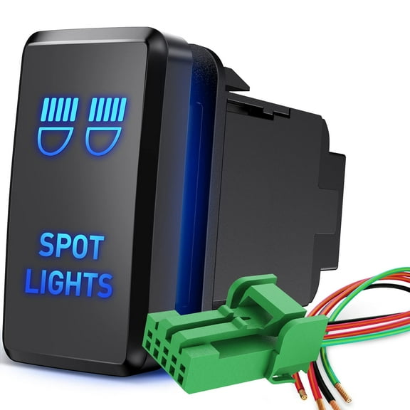 Nilight Spot Lights Push Button Switch 12V ON Off Switch with Connector Wire Kit 1.54" x 0.83" Replacement for Toyota Tacoma Tundra 4Runner FJ Cruiser Hilux Fortuner, 2 Years Warranty