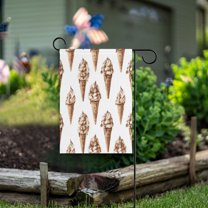 Yayeee Garden Flag 12"x18" Double Sided Outdoor Yard Lawn Holiday Decorations, Brown Ice Cream Pattern