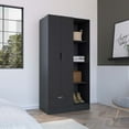 thumbnail image 2 of Newboti Furniture Armoire 71H" with 1-Drawer and 4-Tier Open Shelves, 2 Doors, Black 43861, 2 of 7