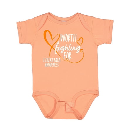 

Inktastic Worth Fighting for Leukemia Awareness Orange Heart Gift Baby Boy or Baby Girl Bodysuit