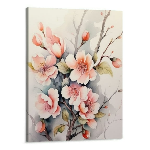 PRATYUS Bedroom Decor Canvas Wall Art Decoration Modern Gallery Wall Decor Print Pink Peach Blossom Theme Picture Artwork for Walls Ready to Hang for Kitchen Living Room Decor 16x20 Inch