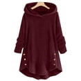 thumbnail image 2 of FAIWAD Fleece Long Hooded Sweatshirts for Women Long Sleeve Plus Size Fuzzy Button Pullover Tops, 2 of 4